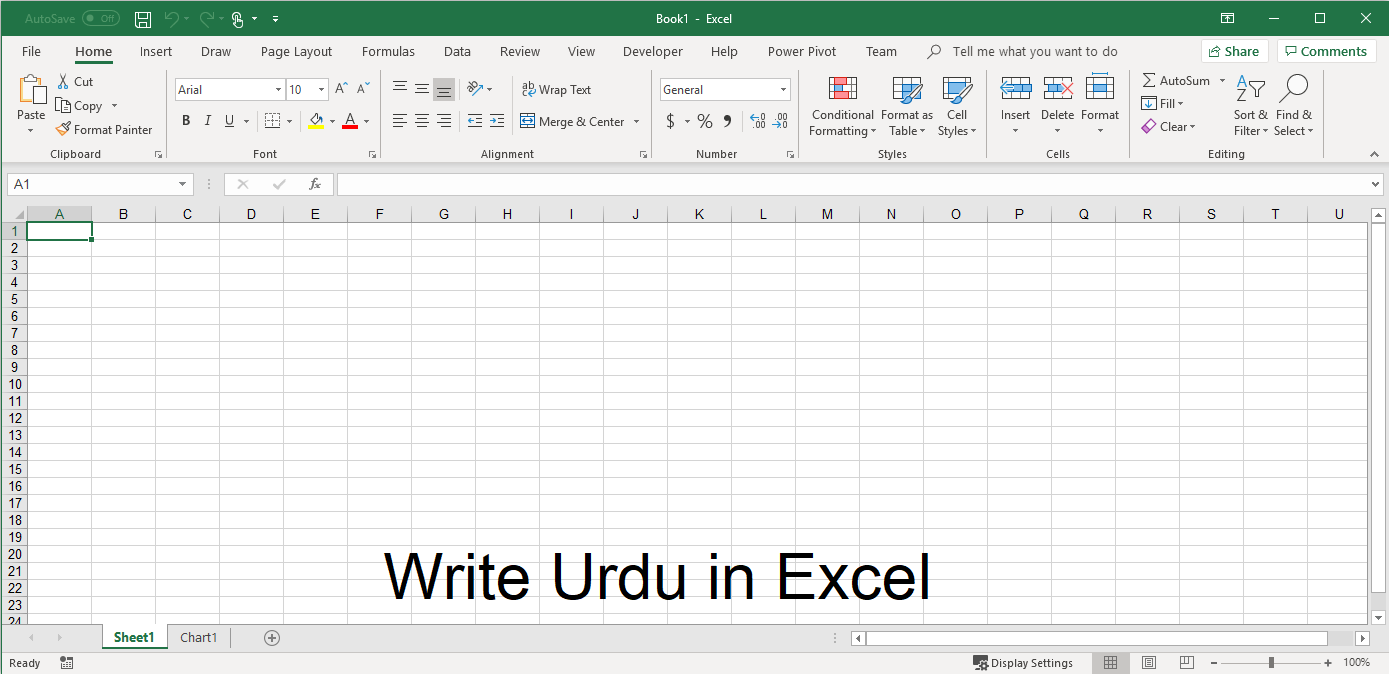 How to Write urdu in excel
