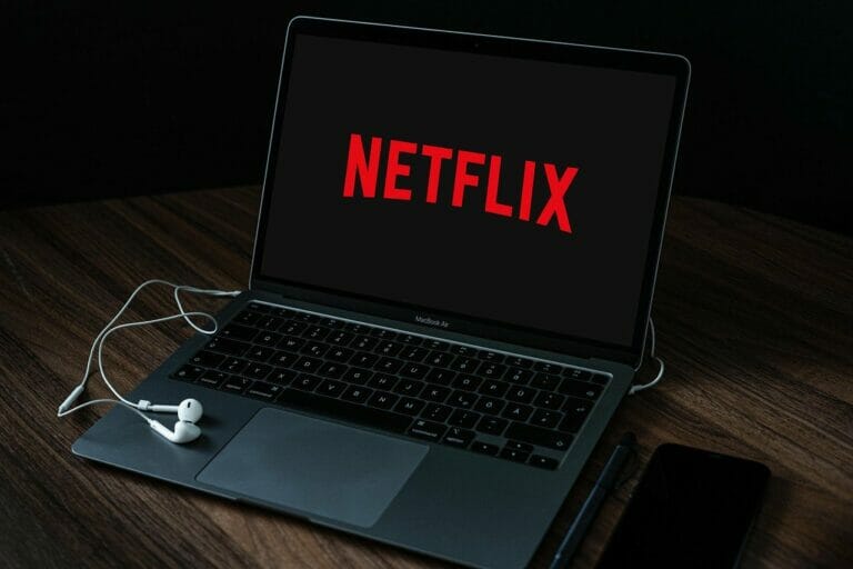 Netflix written on a laptop